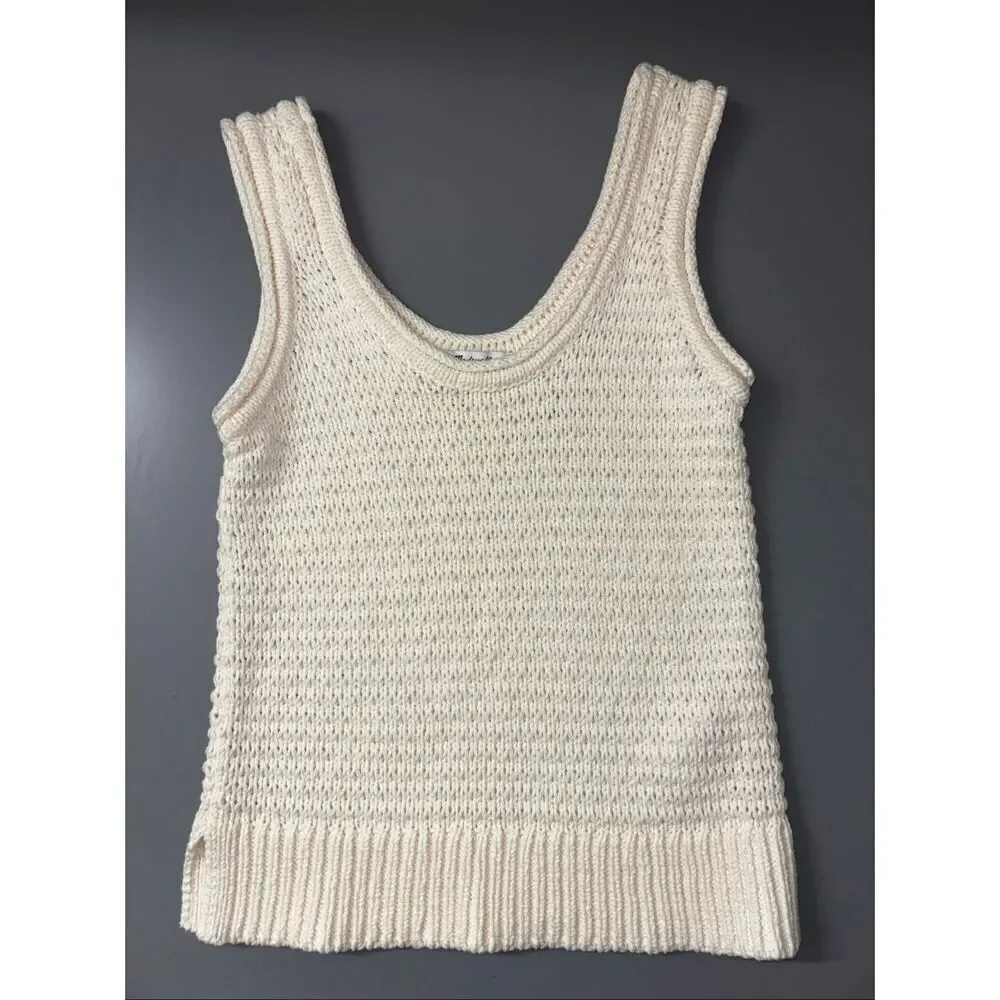 Madewell Textured-Stitch Sweater antique cream crochet